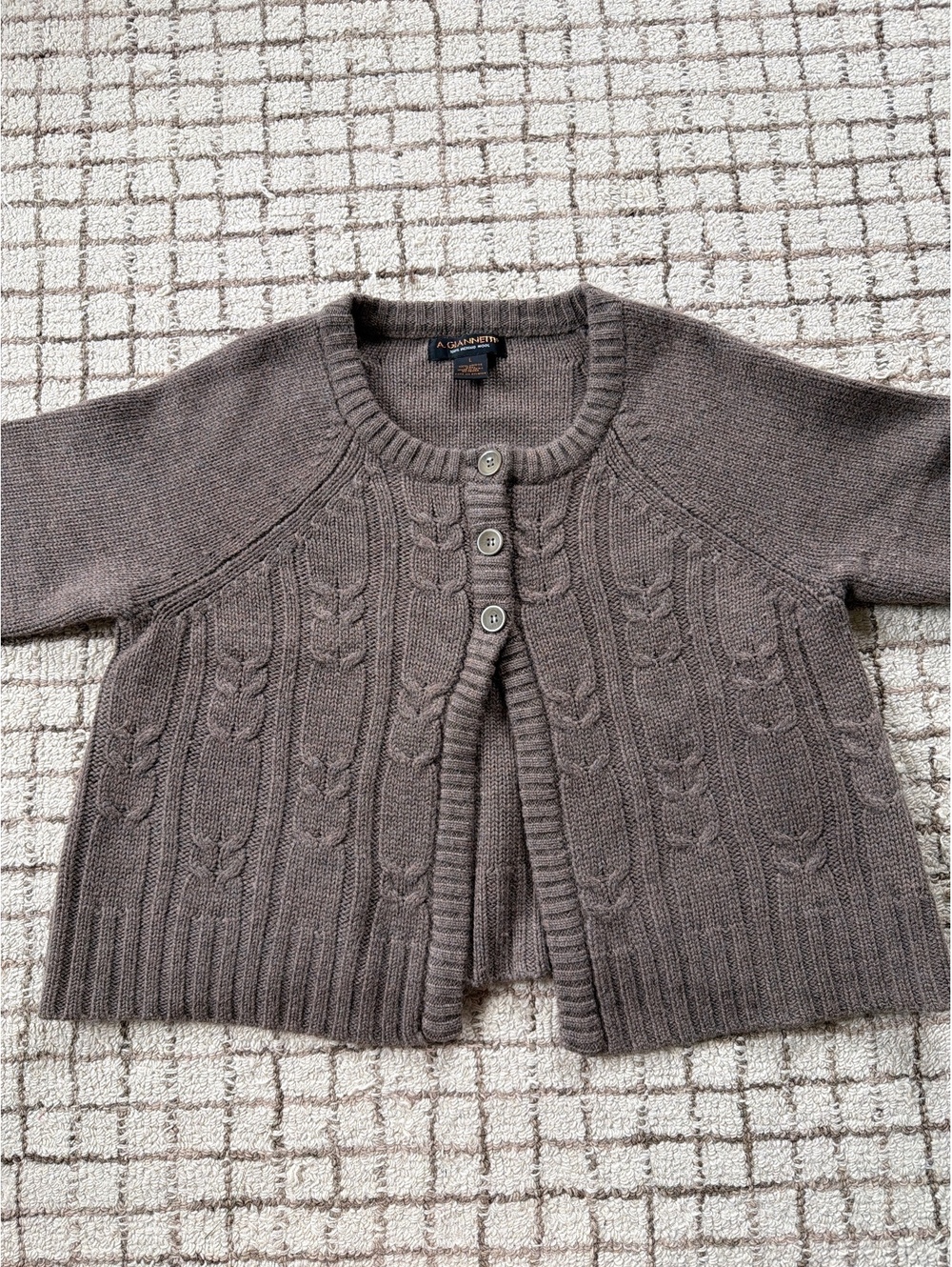 Women’s merino wool chocolate brown cardigan cottagecore grandma milkmaid cozy L